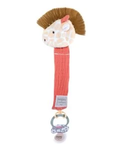 Attache Sucette Girafe - 18 Cm - Corail