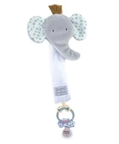 Attache Sucette éléphant - 18 Cm - Gris Clair