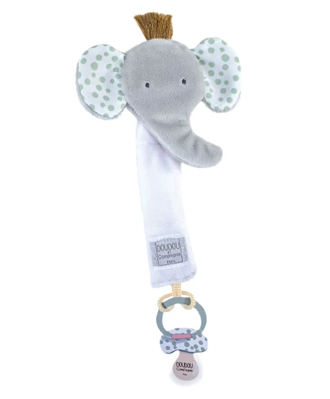 Attache Sucette éléphant - 18 Cm - Gris Clair 1 Attache Sucette éléphant - 18 Cm - Gris Clair