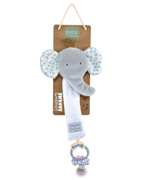 Attache Sucette éléphant - 18 Cm - Gris Clair 2 Attache Sucette éléphant - 18 Cm - Gris Clair – Image 2