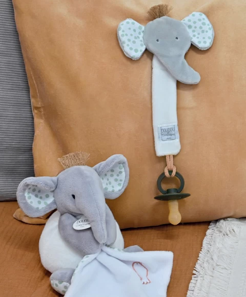 Attache Sucette éléphant - 18 Cm - Gris Clair 3 Attache Sucette éléphant - 18 Cm - Gris Clair – Image 3
