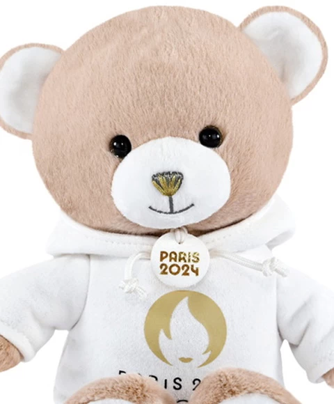 Ours En Peluche Marron Avec Sweat Blanc JO2024 - 25 Cm 2 Ours En Peluche Marron Avec Sweat Blanc JO2024 - 25 Cm – Image 2