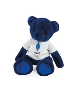 Ours En Peluche Bleu Avec T-shirt Equipe De France - 30 Cm