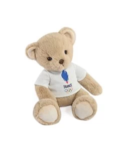 Ours En Peluche Beige Avec T-shirt équipe De France - 30 Cm