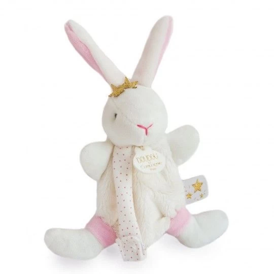 Doudou Et Compagnie - Lapin étoile Rose - Doudou Attache-sucette Blanc Rose 15 Cm 1 Doudou Et Compagnie - Lapin étoile Rose - Doudou Attache-sucette Blanc Rose 15 Cm