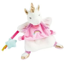 Doudou Et Compagnie - Lucie La Licorne Marionnette Rose Or Arc En Ciel