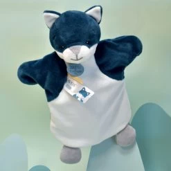 Doudou Et Compagnie - Marionnette Loup Bleu Blanc 25 Cm