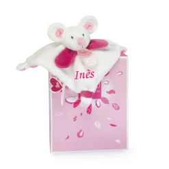 Doudou Et Compagnie - Meli Melo - Doudou Souris Rose Blanc 20 Cm