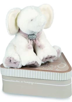 Doudou Et Compagnie - Mon Tout Petit - Peluche éléphant Blanc Gris 25 Cm