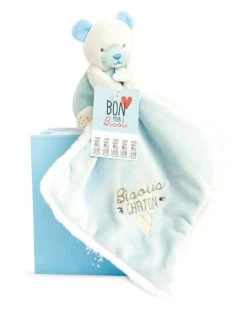 Doudou Et Compagnie - Doudou Mouchoir Bisous Chaton Ours Bleu
