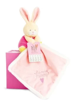 Doudou Et Compagnie - Doudou Mouchoir Bisous Paquerette Lapin Rose
