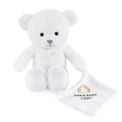 Doudou Et Compagnie - Peluche Ours Blanc Avec Doudou J.O. Paris 2024 - 25 Cm