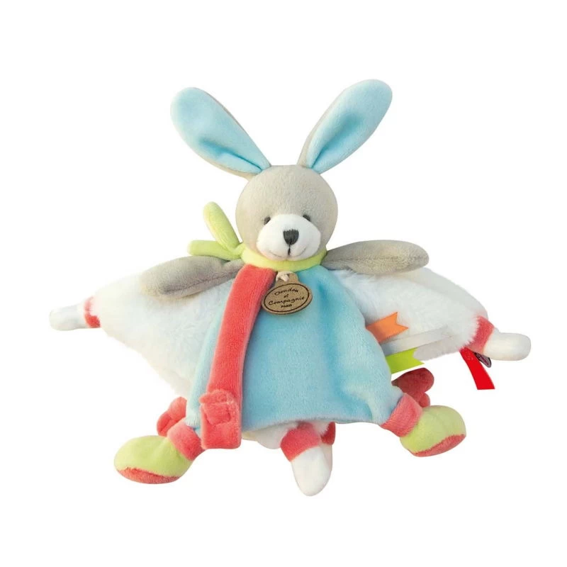 Doudou Et Compagnie - TATOO Plat Lapin Bleu Orange Vert 1 Doudou Et Compagnie - TATOO Plat Lapin Bleu Orange Vert