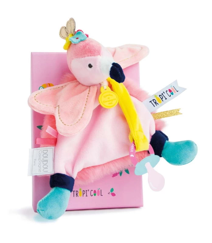 Doudou Et Compagnie - Tropi'COOL Flamant Rose Attache-sucette 1 Doudou Et Compagnie - Tropi'COOL Flamant Rose Attache-sucette
