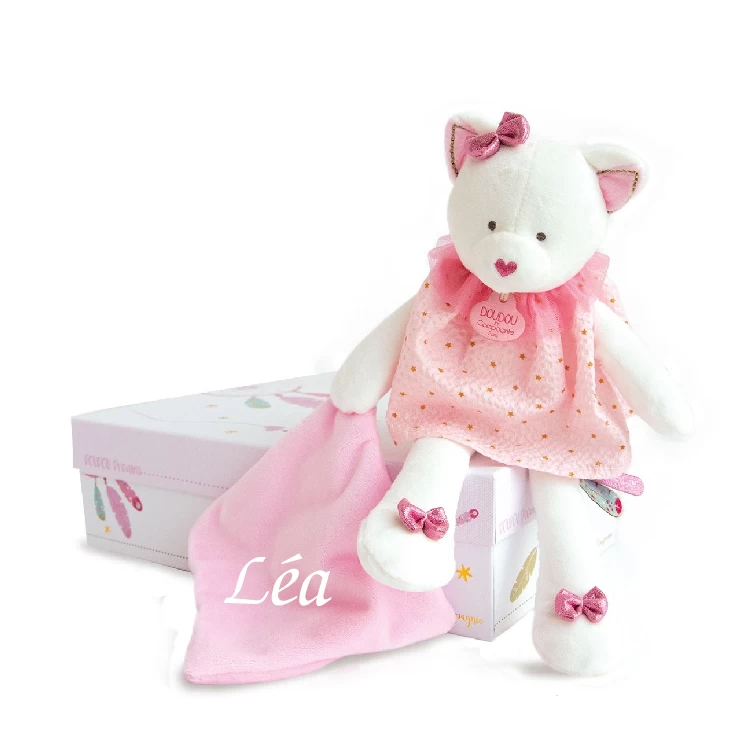 Doudou et Compagnie Promos Magasin -Doudou et Compagnie Promos Magasin attrapereve20chat20mouchoir20rose20blanc20etoile